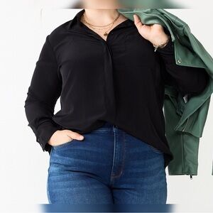 Nine West Drapey Button Down Shirt - Sz. XL